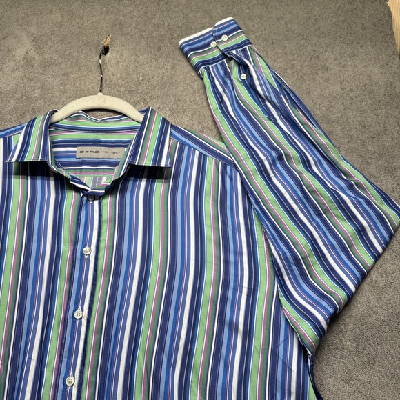 Etro Other - Etro Men's Multicolor Stripe Spread Collar Button Down‎ Shirt 46 Made in Italy